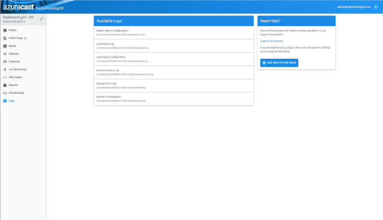AzuraCast Logs