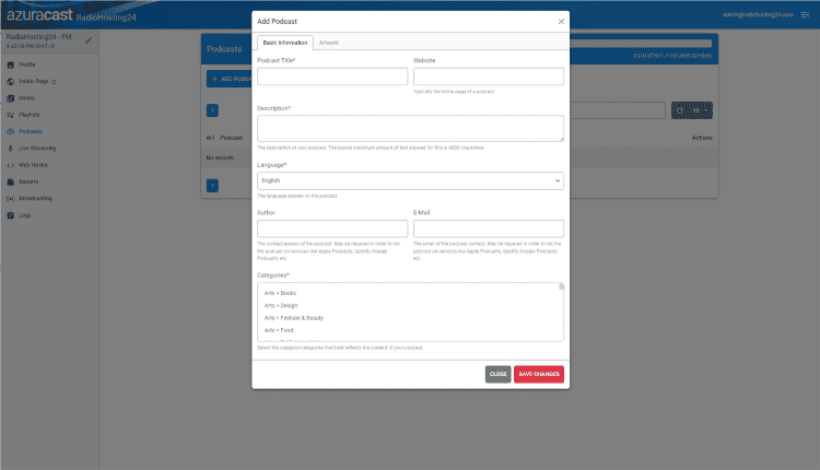 AzuraCast Podcast Manager