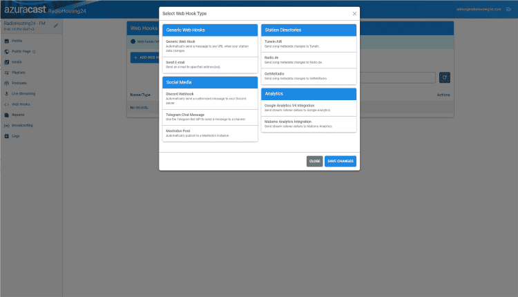 AzuraCast Webhook Manager